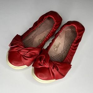 Sudini Olga Shoes Red Stretch Ballet Flats 6.5
